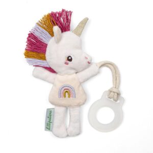 Lena, peluche que brilla en la oscuridad con accesorio para el chupete en forma de unicornio. De la marca Lilliputiens