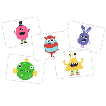 Parejas de cartas del juego Medio monstruo de Lúdilo para niños a partir de 4 años