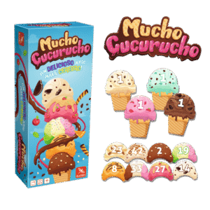 Caja y elementos del juego Mucho cucurucho de Lúdilo para niños a partir de 6 años